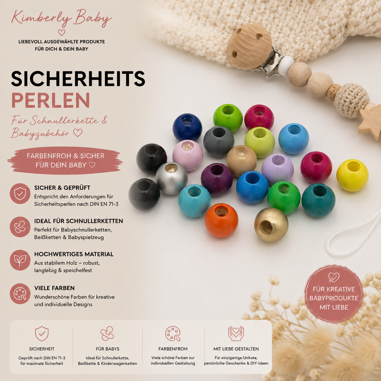 20 Sicherheitsperlen 10mm - freie Auswahl