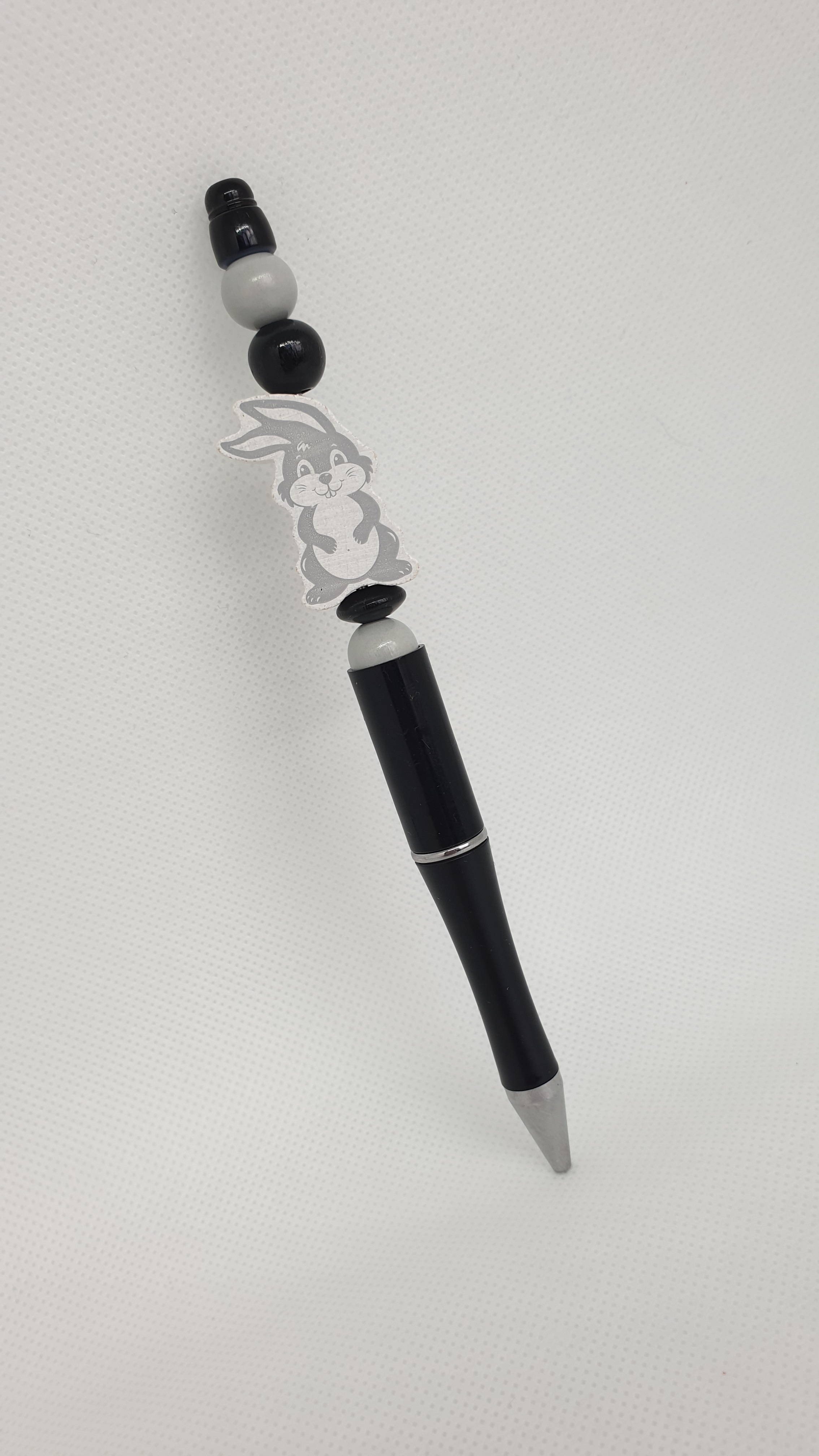 Kugelschreiber mit Motiv - Hase in schwarz grau