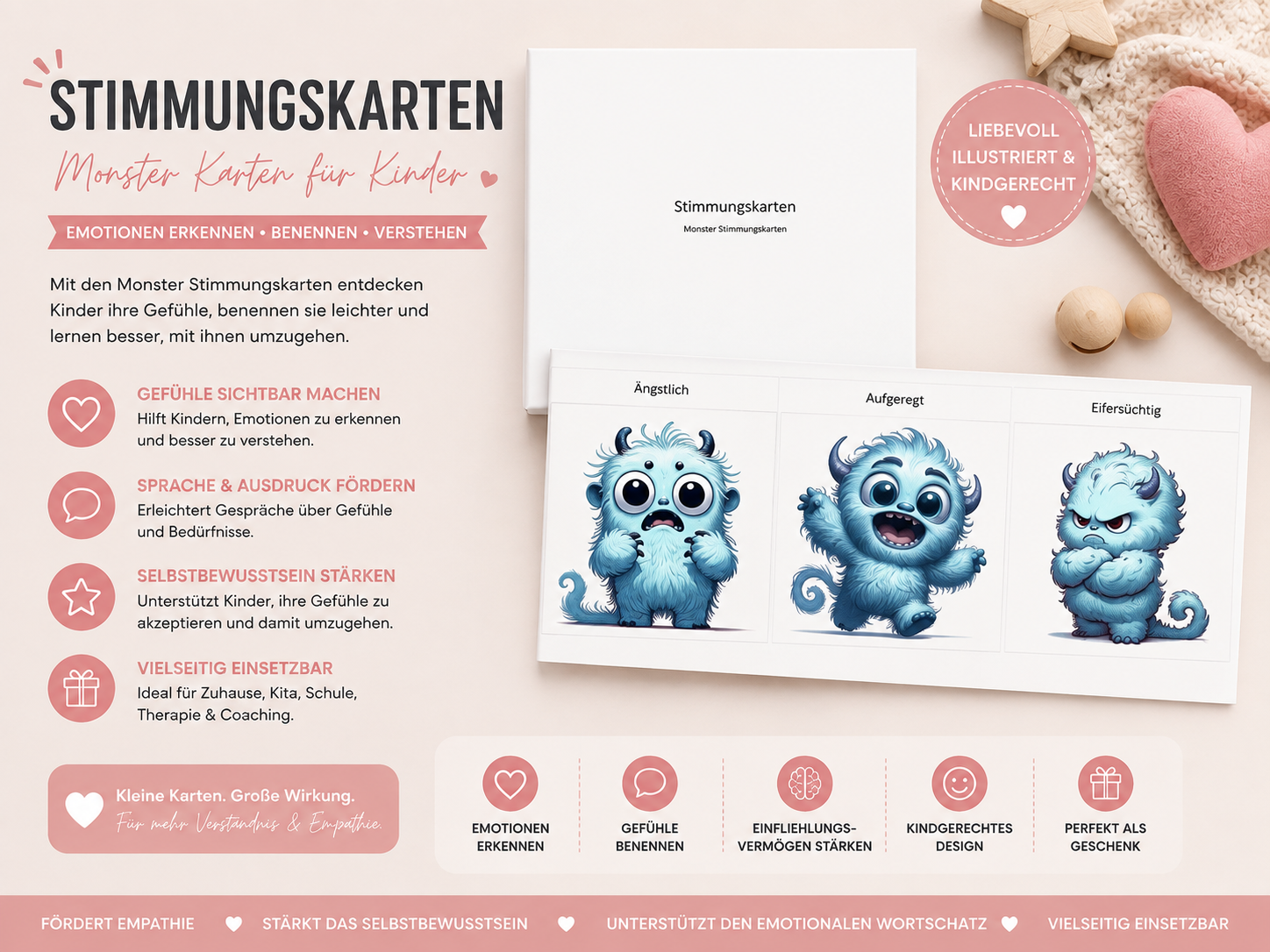 20 Stimmungskarten für Kinder – Monster Gefühlskarten zum Gefühle erkennen & benennen