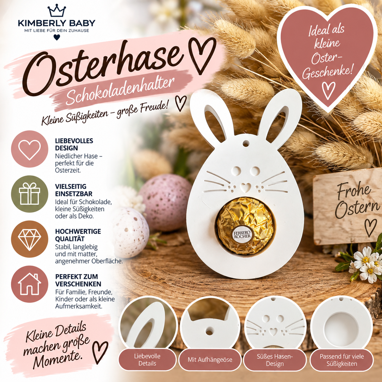 Osterhase Schokoladenhalter – Hase für Praline & kleines Ostergeschenk