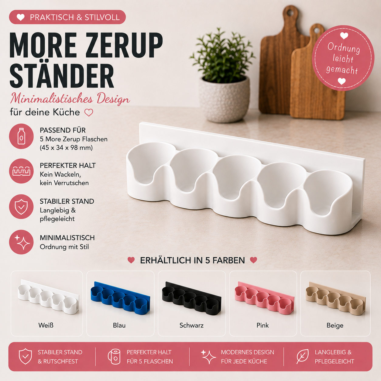 More Zerup Ständer 5-fach – Organizer für 5 More Zerup Flaschen | Flaschenhalter