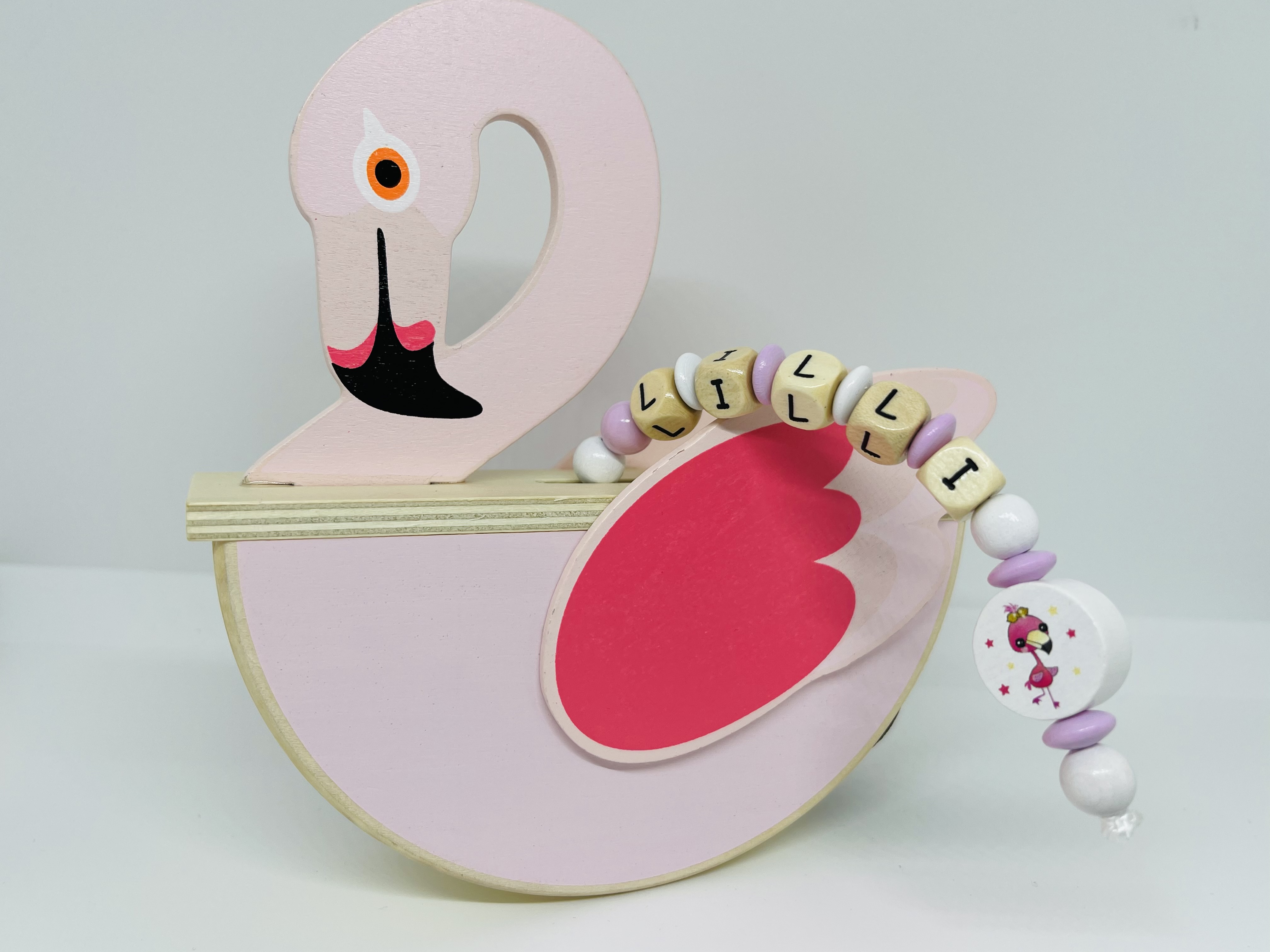 IMG_E0694 Holz Spardose mit Namen - Flamingo