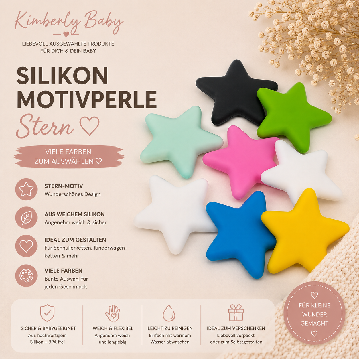 Silikon Motivperle Stern
