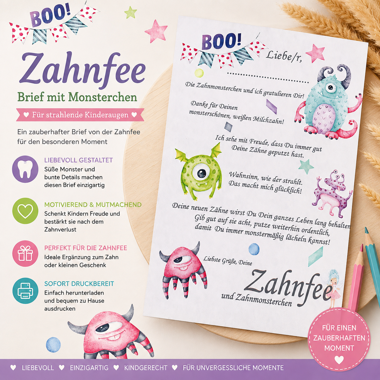Personalisierter Brief von der Zahnfee für Jungen