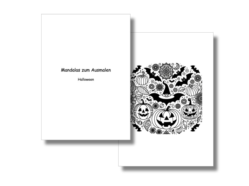 12 Halloween Mandala Vorlagen - Download - Ausmalen