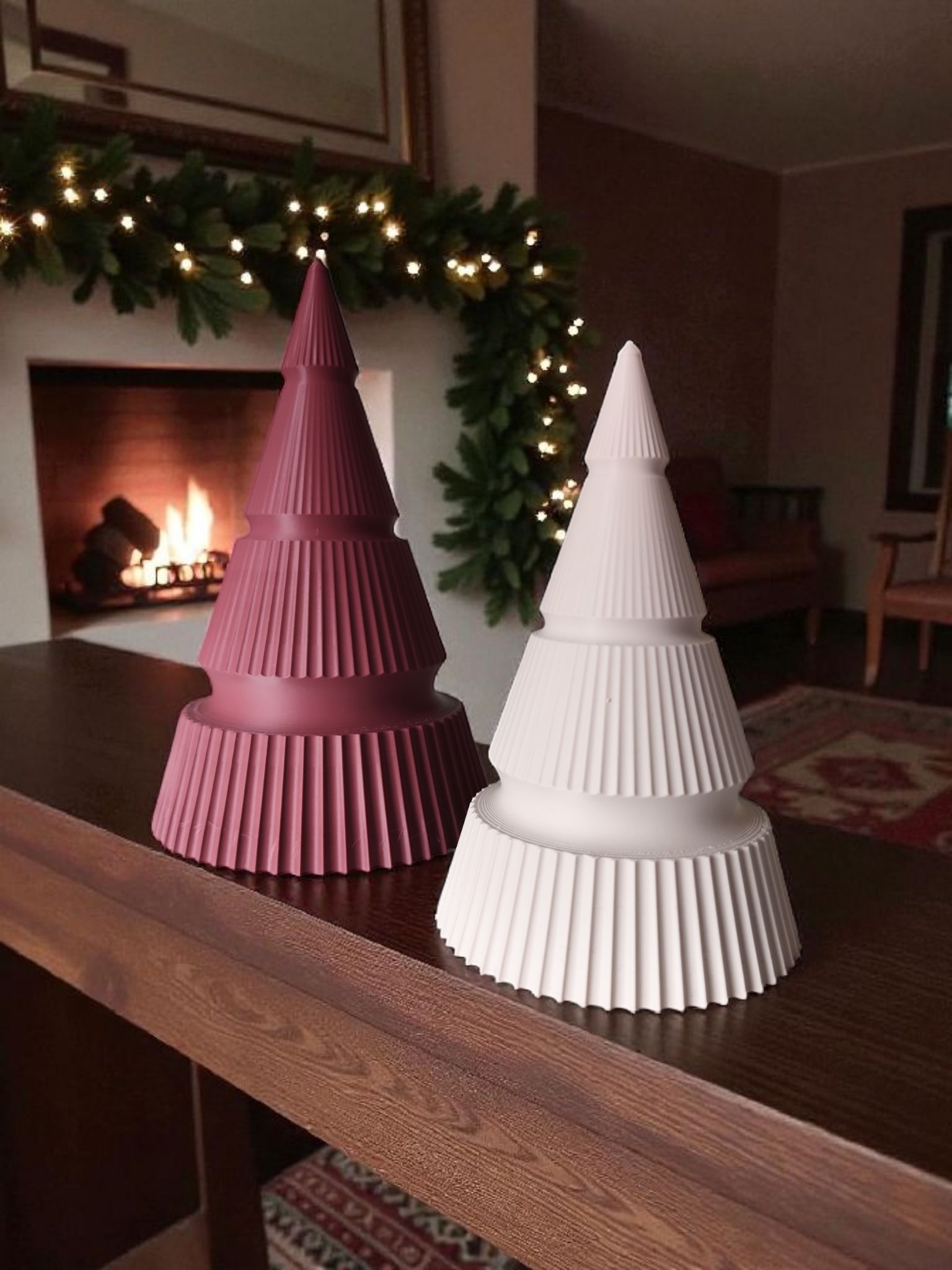Deko Weihnachtsbaum aus 3D-Druck – Moderner geriffelter Tannenbaum in 14 cm & 18,5 cm