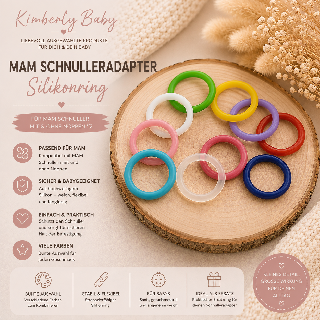 MAM Schnulleradapter Silikonring – Adapterring für Schnuller | verschiedene Farben