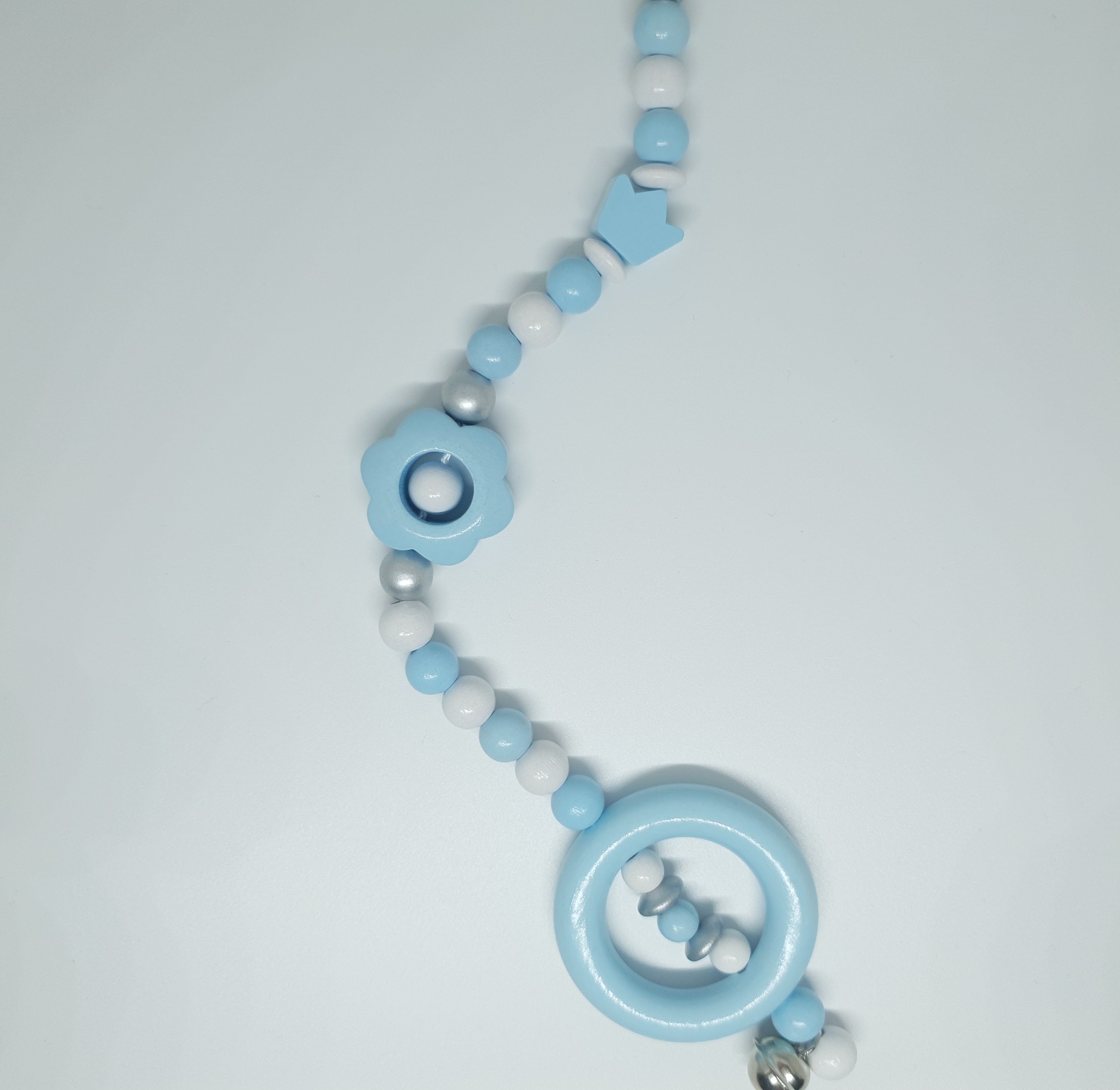 Kinderwagenanhänger - Krone Blume babyblau weiß