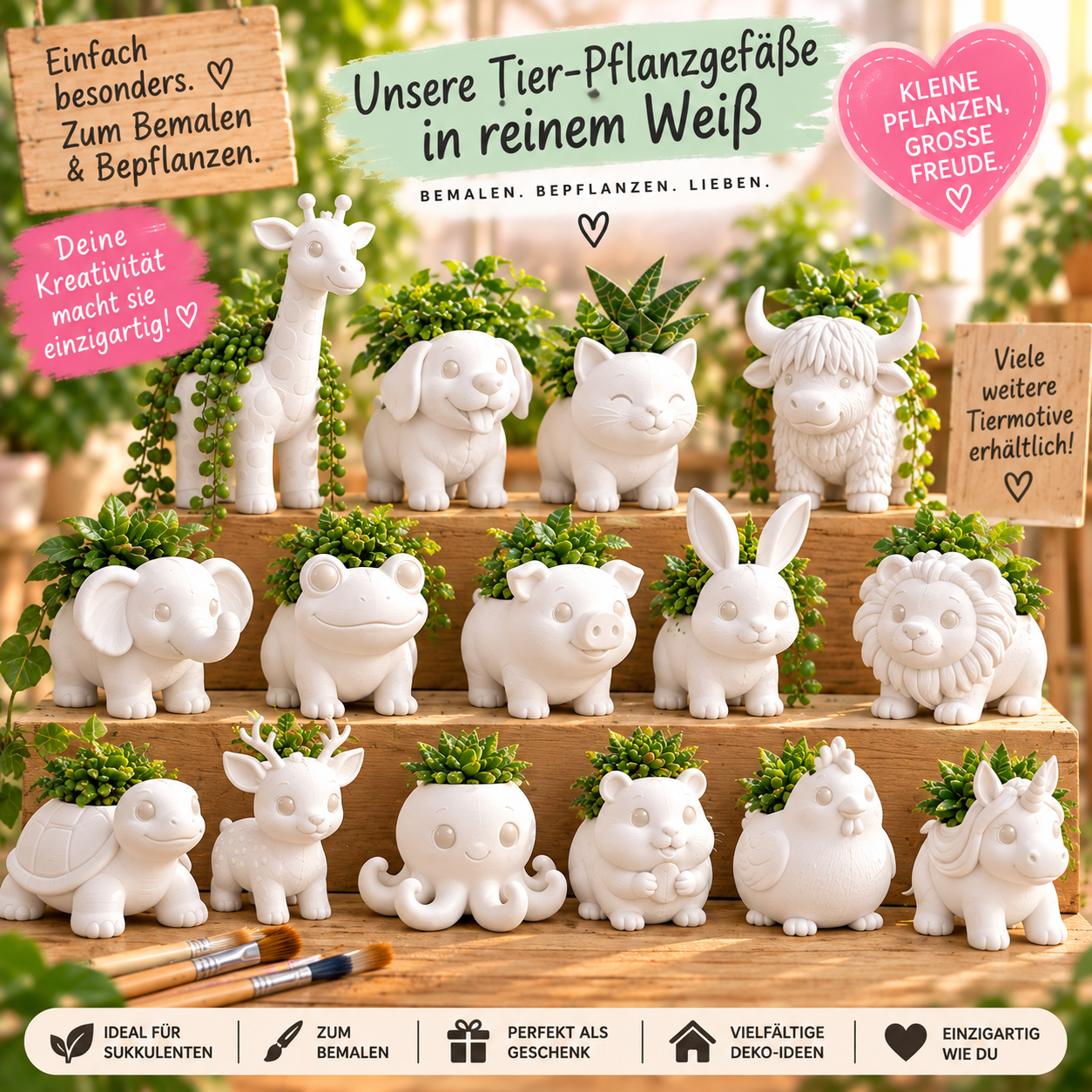 Tier-Pflanzgefäße zum Bemalen – 3D-gedruckte Blumentöpfe & kreative DIY Deko