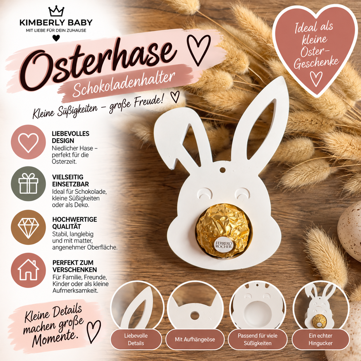Osterhase Schokoladenhalter – Hase für Praline & kleine Süßigkeit