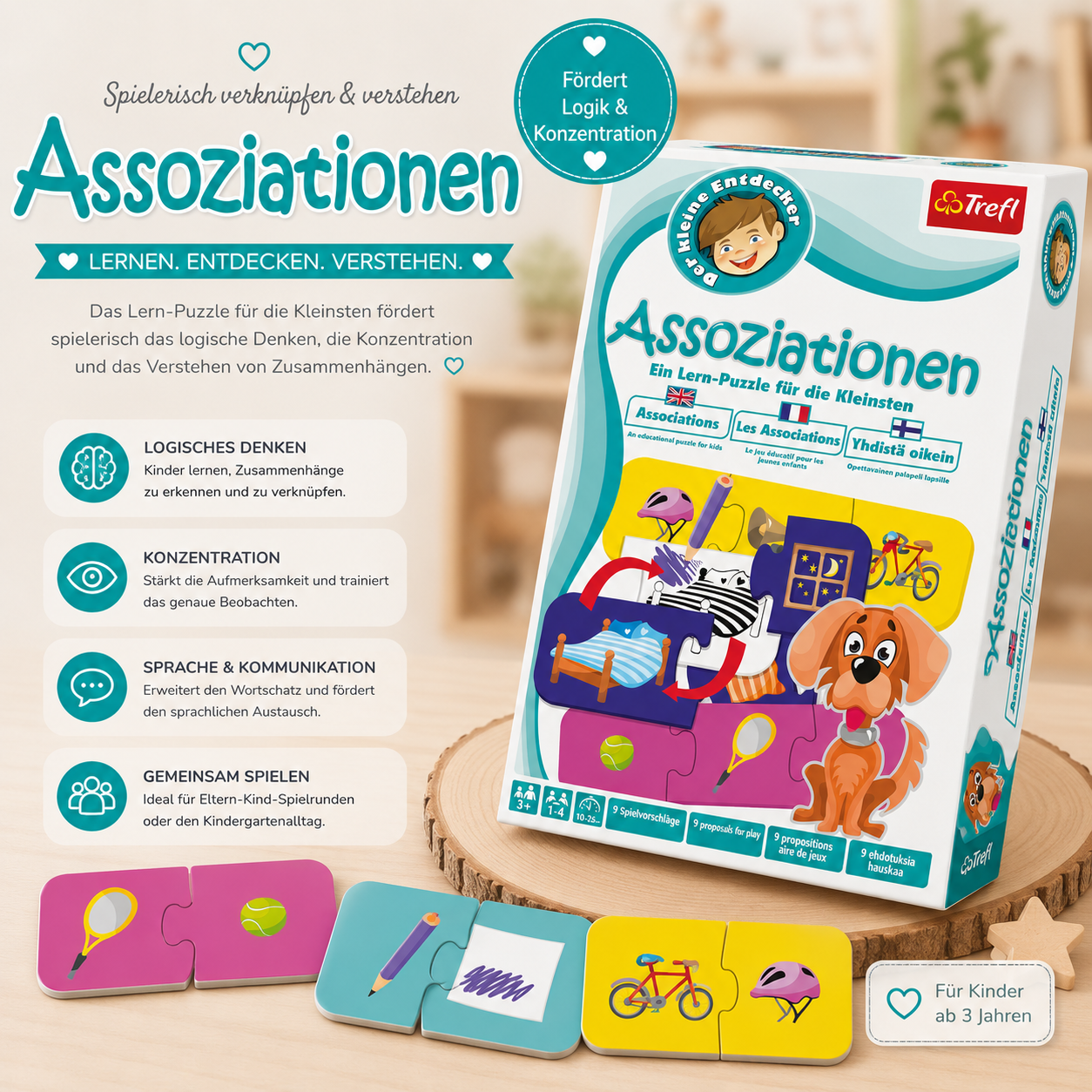 Trefl Lernspiel Assoziationen – Lern-Puzzle für Kinder ab 3 Jahren