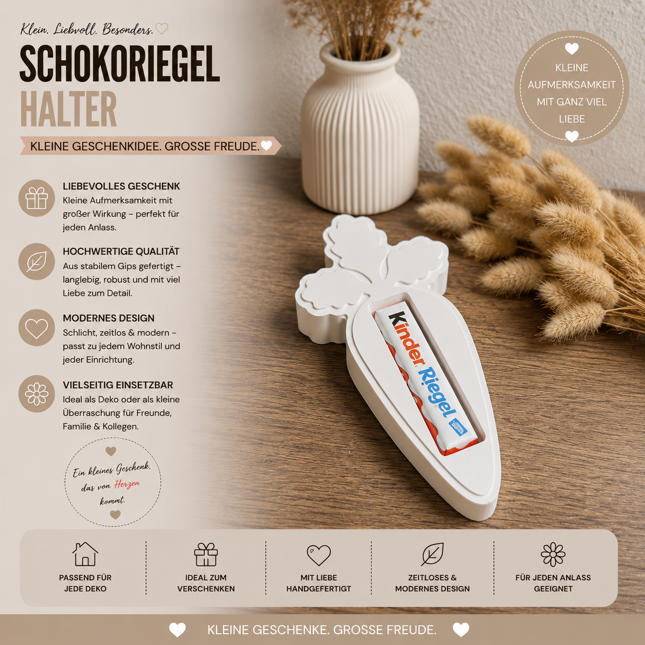 Schokoriegelhalter Karotte aus Gips – kleine Geschenkidee für Ostern & Geburtstag