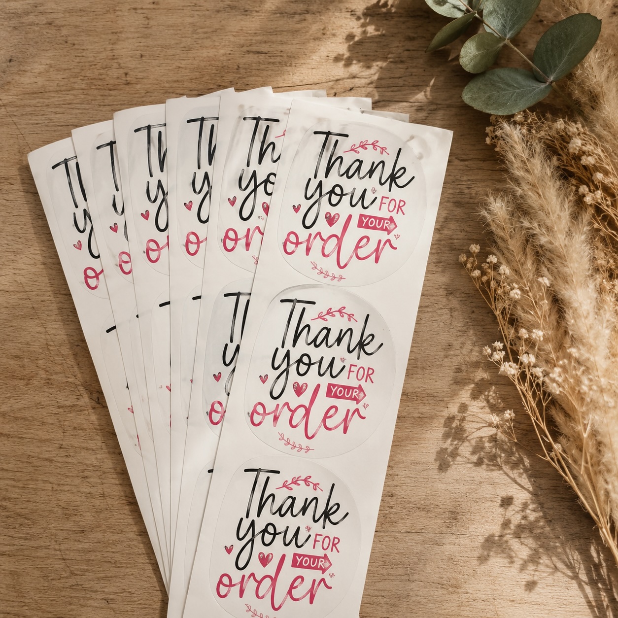 50 Sticker „Thank You For Your Order“ – Liebevolle Dankesaufkleber für deine Bestellungen